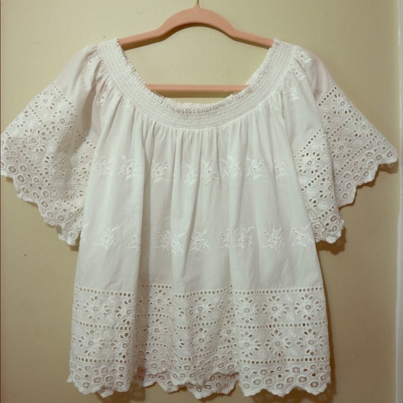 White Broderie Off-Shoulder Top - Picture 1 of 3